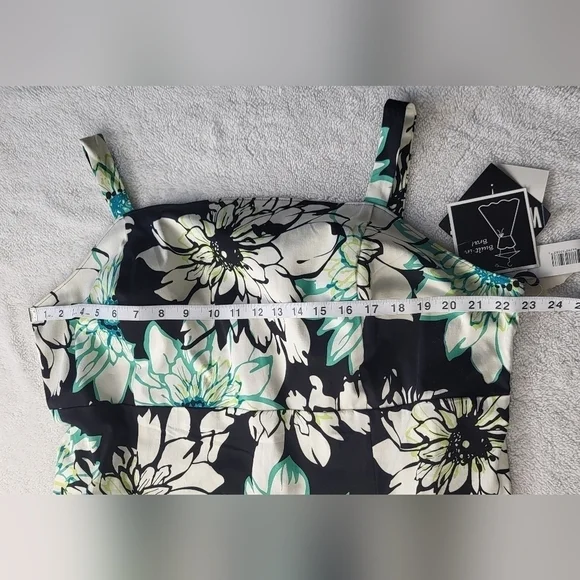 Madison Leigh Dress w/Built in Bra Turquoise/Black Floral Women's Size 22W NWT - Picture 6 of 12